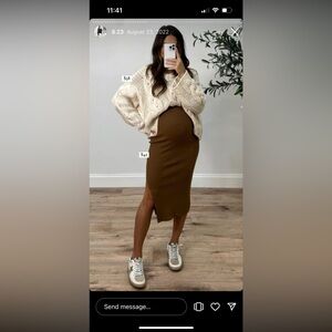 Shop Talulah Brown Ribbed Midi Skirt